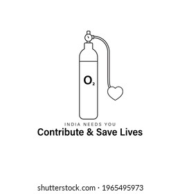 vector illustration for oxygen cylinder -contribute and save lives-India needs you.