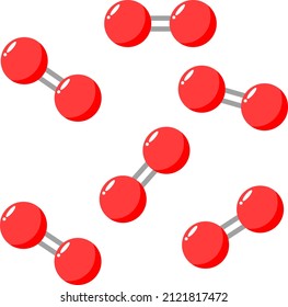 Vector illustration of Oxygen or O2 molecules, for logos, symbols, signs, buttons. Chemistry, science. structure