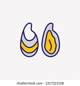 Vector illustration of oyster icon colored line. Beautiful maritime element also can be used as mussel icon element.