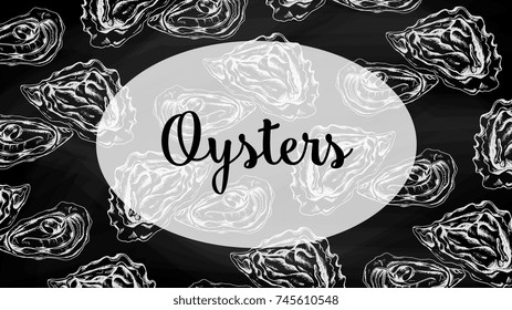 Vector Illustration of Oysters Pattern Chalkboard Sketch Style