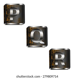 vector illustration p q r iron letters