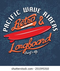  vector illustration pacific surf wave drawing.