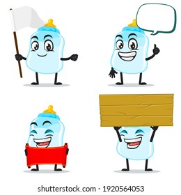 vector illustration of pacifier mascot or character collection set with blank sign theme