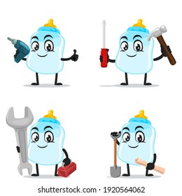 vector illustration of pacifier mascot or character collection set with service or repair theme