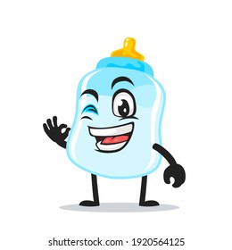 vector illustration of pacifier mascot or character with love eye