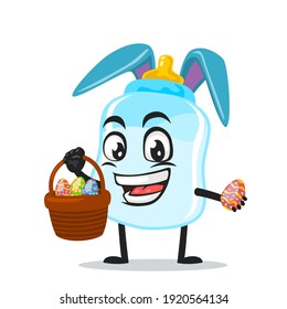 vector illustration of pacifier mascot or character wearing bunny hat