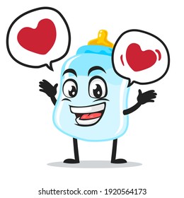 vector illustration of pacifier mascot or character says with love in bubble speech