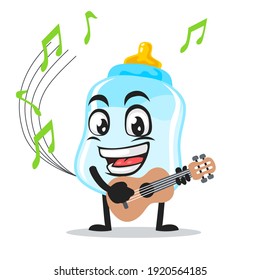 vector illustration of pacifier mascot or character playing guitar