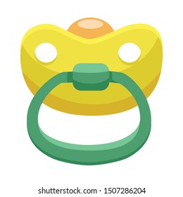 Vector illustration of pacifier and yellow symbol. Web element of pacifier and rubber stock vector illustration.