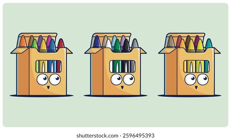 vector illustration of a pack of cute crayons