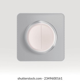 Ilustración vectorial. Paquete de pastillas redondas, número de pastillas. Una píldora. Sobre un fondo blanco.