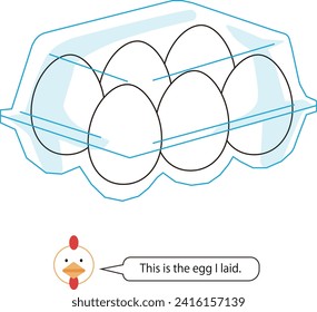 Vector illustration of a pack of six chicken eggs