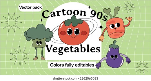 Vector illustration pack of vegetables in cartoon style