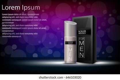 Vector illustration of  Package box with cosmetic bottle