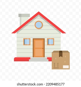 Vector illustration of package box at home icon sign and symbol. colored icons for website design .Simple design on transparent background (PNG).