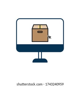 vector illustration package delivery flat design line icon 
