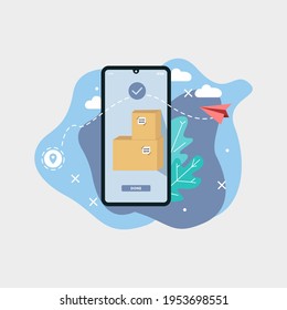 ilustración vectorial de un servicio de entrega de paquetes.