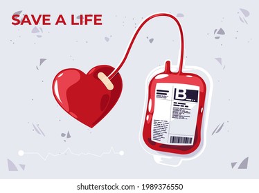 El paquete de ilustraciones vectoriales con sangre donada nutre el corazón con sangre donada, salva la vida