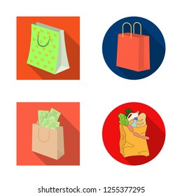 Vector illustration of package and food icon. Collection of package and box stock symbol for web.