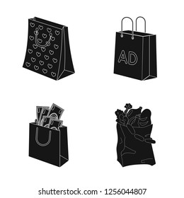 Vector illustration of package and food logo. Collection of package and box stock symbol for web.