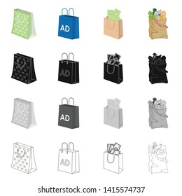 Vector illustration of package and food sign. Collection of package and box stock symbol for web.