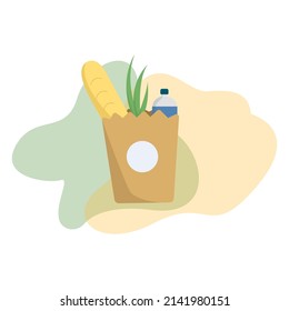 
vector illustration of package with groceries
