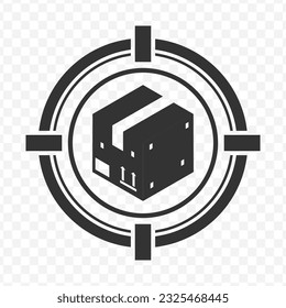 Vector illustration of package targets icon in dark color and transparent background(PNG).