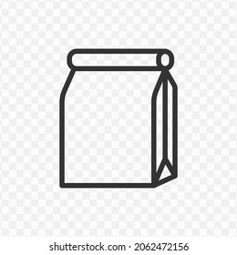 Vector illustration of packaging bag icon in dark color and transparent background(png).