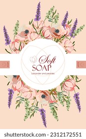 Ilustración vectorial. Diseño de embalajes para crema, jabón, diseño floral, productos cosméticos.