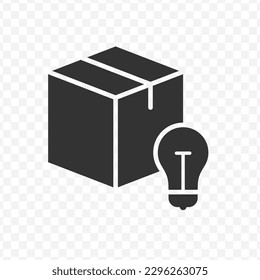 Vector illustration of packaging ideas icon in dark color and transparent background(png).