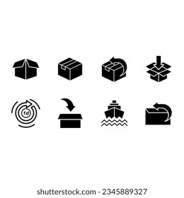 Vektorgrafik von Verpackungen, Versand bis zum Eingang von Waren oder Dienstleistungen. Einzeln auf unscharfem Hintergrund.