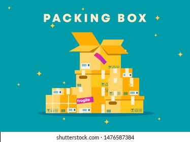 Vector illustration of packing box set
