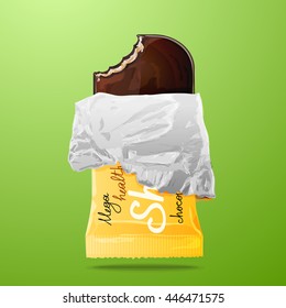 Vector illustration. Packing chocolate bar ice cream. Use in design for decorating posters, pages ...