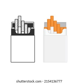 Paquetes de ilustraciones vectoriales de cigarrillos. Juego de cigarrillos en blanco. Aislado sobre fondo blanco. Paquete Vector Blank Caja de cigarrillos. 
