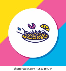 Vector illustration of pad thAI icon colored line. Beautiful world cuisine element also can be used as noodle icon element.