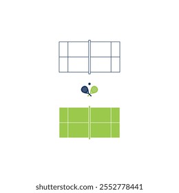 Ilustração vetorial de um pátio de padel com duas raquetes de padel