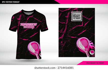 Vector illustration of a padel team design and a t-shirt print template for men's and woman fashion clothing advertisement art layout