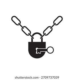 Ilustración vectorial de un candado y una cadena
