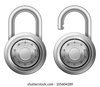 Vector illustration of padlock with combination lock wheel