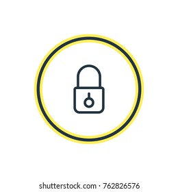 Vector Illustration Of Padlock Outline. Beautiful Workplace Element Also Can Be Used As Closed Element.