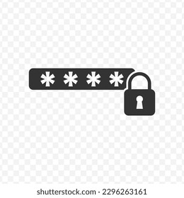 Vector illustration of padlock password icon in dark color and transparent background(png).