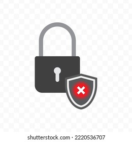 Vector Illustration Of Padlock Protection No Approved Icon Sign And Symbol. Colored Icons For Website Design .Simple Design On Transparent Background (PNG).