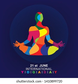 Vector illustration of Padmasana( Lotus Position) June 21st international yoga day. Yoga Silhouette Stock Illustration.yoga vector image.