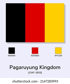 Vektorgrafik der Flagge von Pagaruyung, einzeln auf hellblauem Hintergrund. Illustration Pagaruyung Königreich Flagge mit Farbcodes. So nah wie möglich am Original. 
