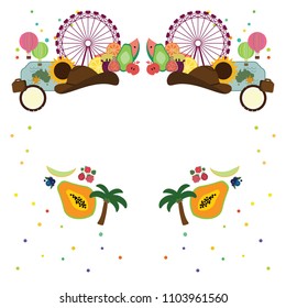 vector illustration for page frame with symmetrical stylish seasonal symbols