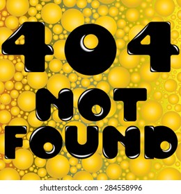 Vector illustration. Page not found Error 404. Conceptual text on a yellow background from balls.