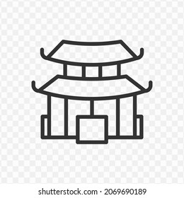 Vector illustration of pagoda icon in dark color and transparent background(png).