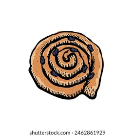 Vector illustration of a pain au raisins