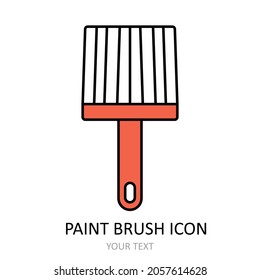 Vector illustration with paint brush. Linear icon.