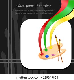 vector illustration of paint brush and palette against abstract background